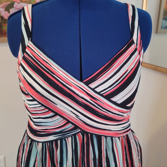 Chic Striped Maxi Dress in Coral, Navy, and White - Picture 3 of 7